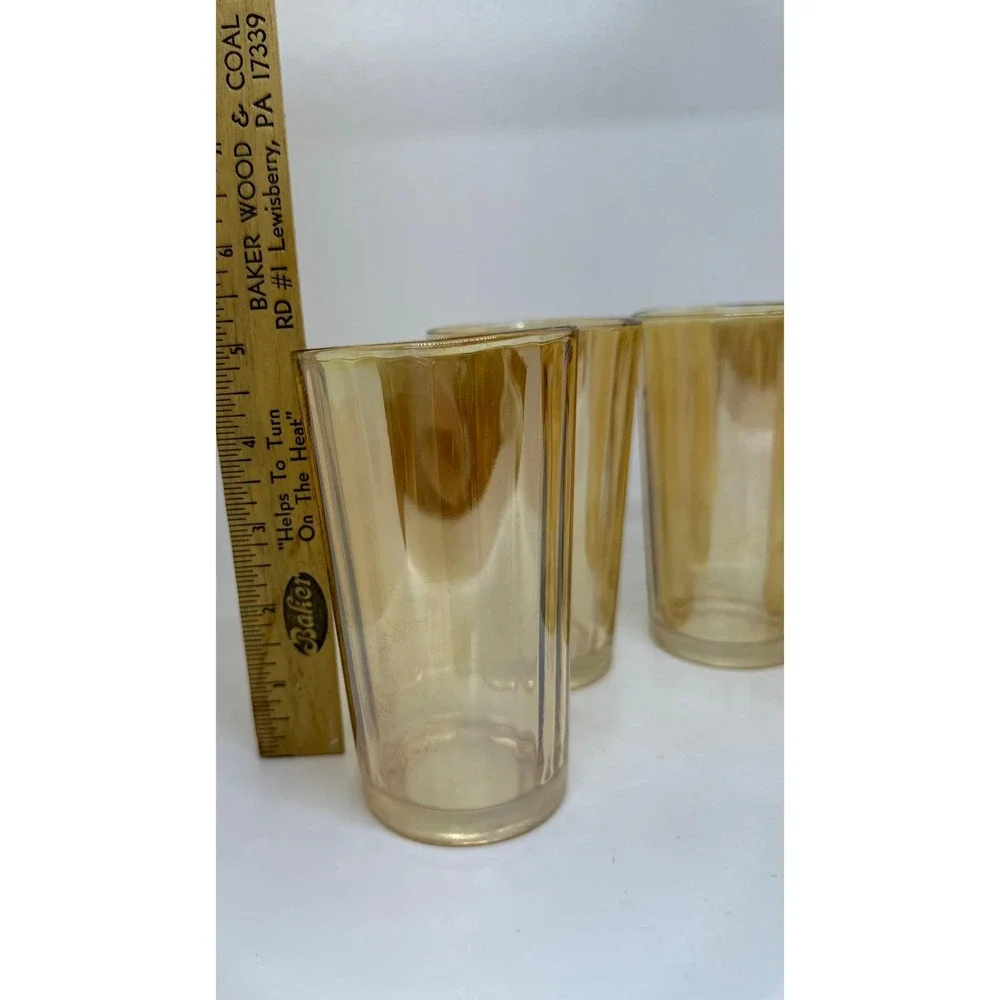 Vintage‎ Jeanette Marigold Glass Iridescent Tumblers 5